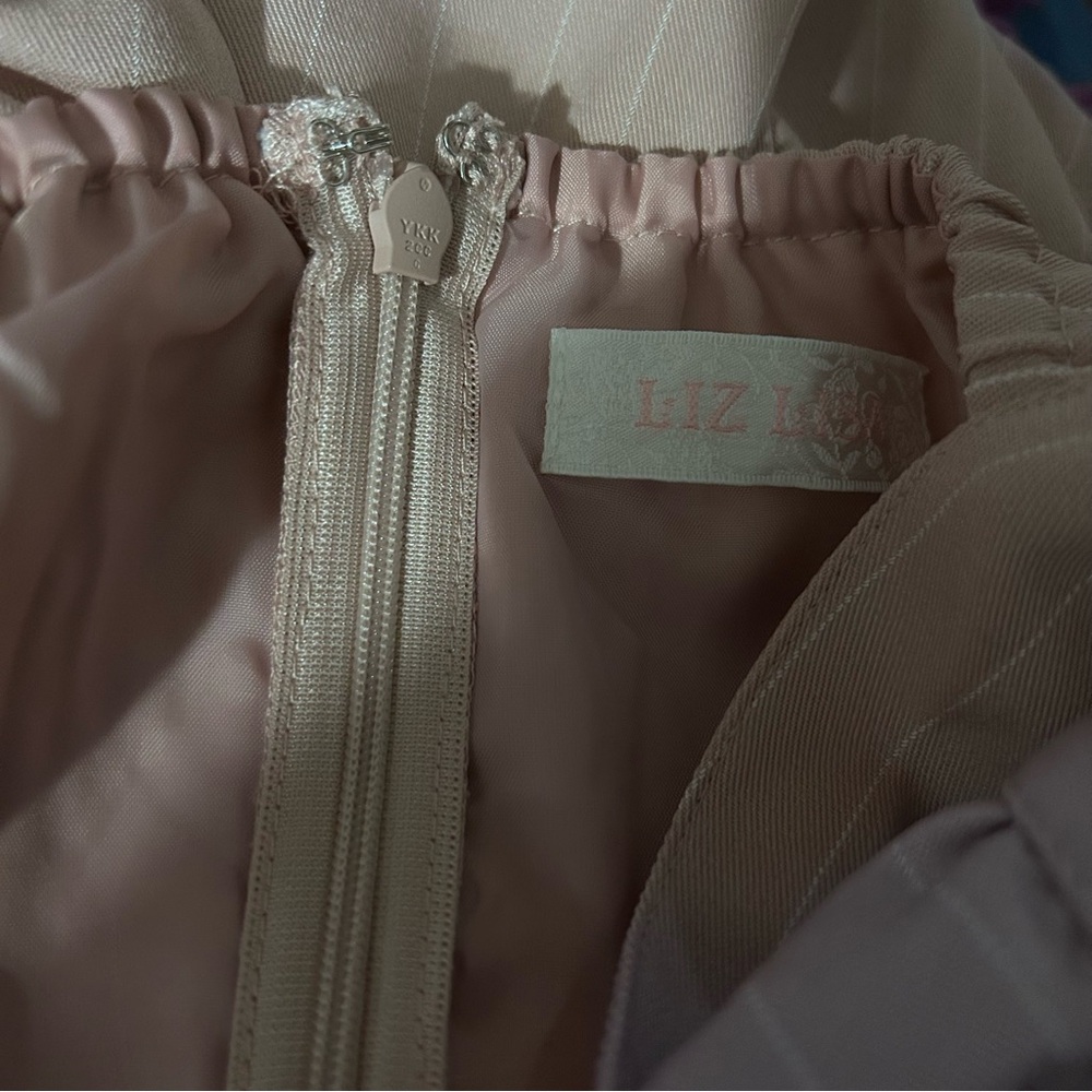 Lizlisa Japanese Cute Pink Dress with Ruffle Lace Tie Velvet Heart Button Accent - Picture 8 of 8